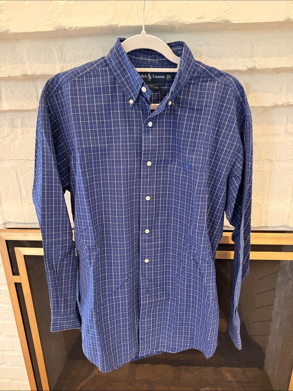 Ralph Lauren Navy Blue Windowpane Button-Down Shirt